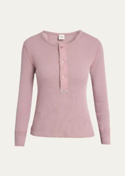 ChloeFlatlock Ribbed Jersey Henley Shirt