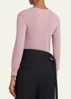 ChloeFlatlock Ribbed Jersey Henley Shirt