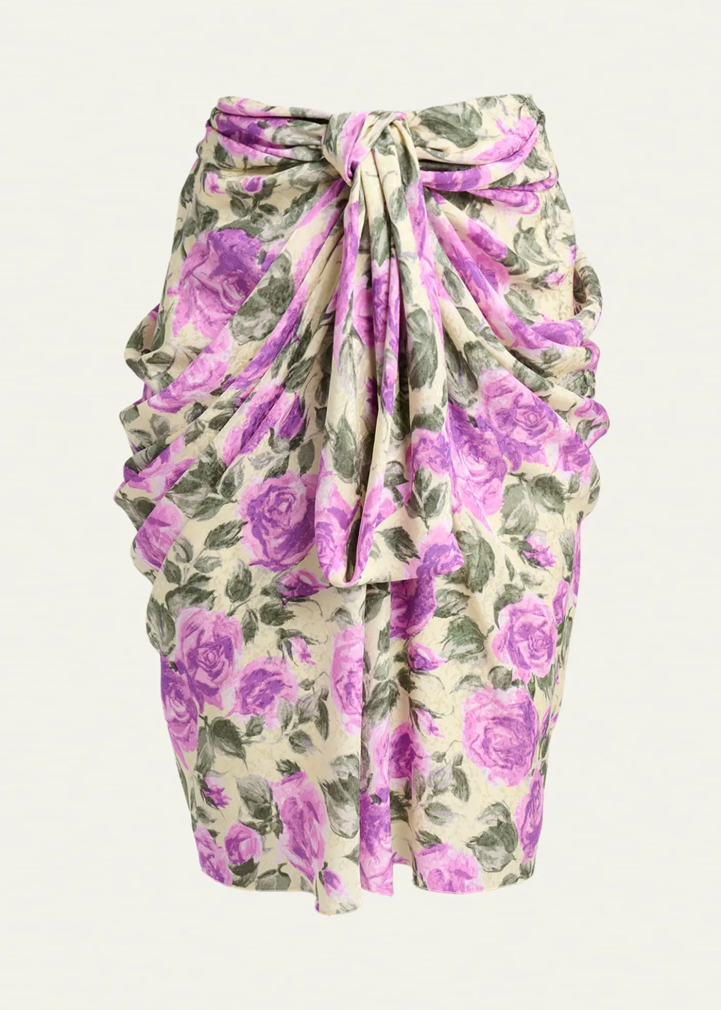 ChloeFloral Draped Silk Bow Skirt