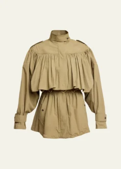 ChloeGathered Ruffle Short Trench Coat