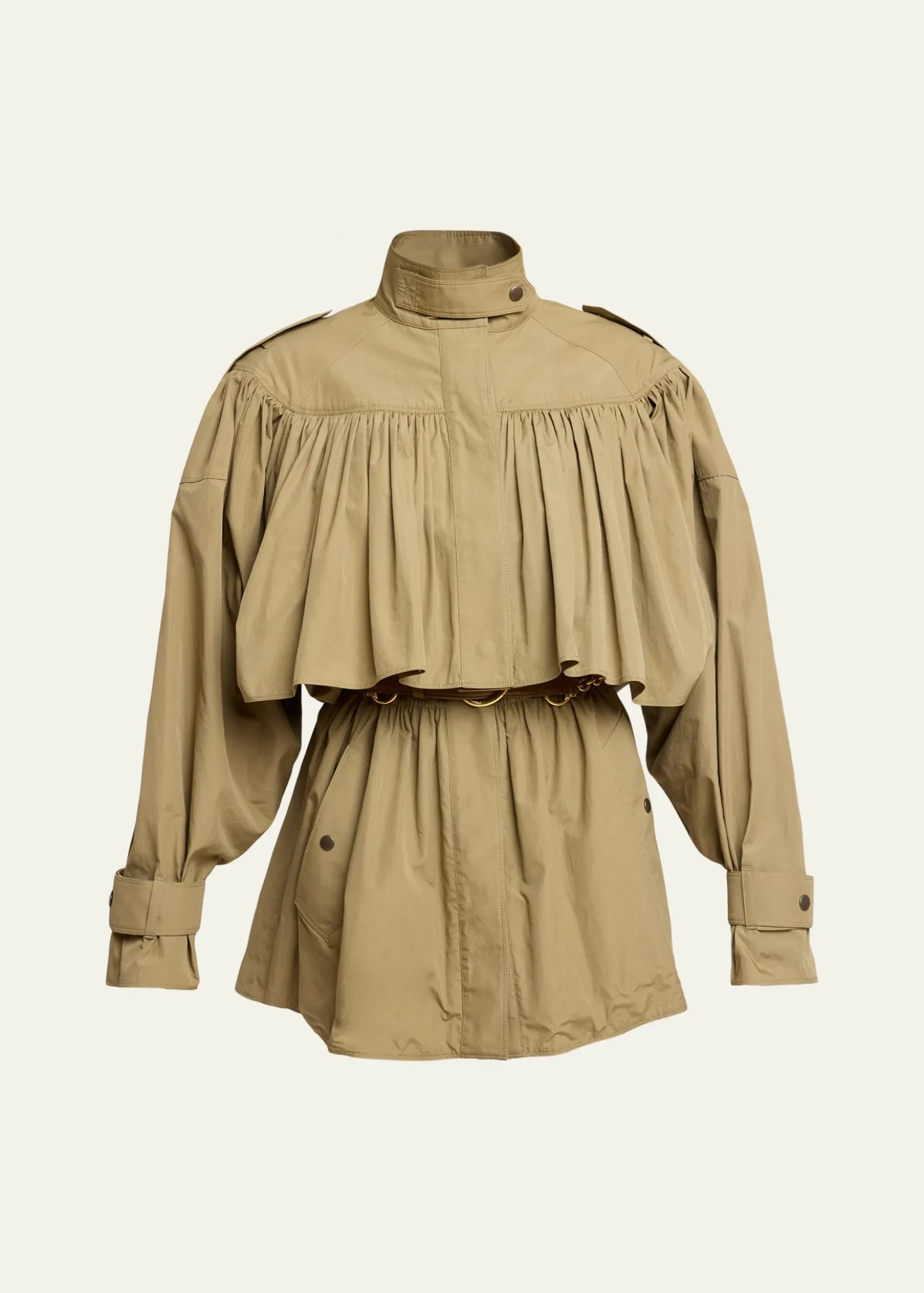 ChloeGathered Ruffle Short Trench Coat