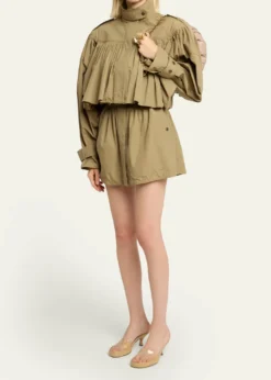 ChloeGathered Ruffle Short Trench Coat