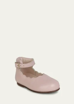 ChloeGirl's Scalloped Calf Leather Ballerina Flats, Baby/Toddlers