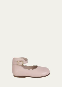 ChloeGirl's Scalloped Calf Leather Ballerina Flats, Baby/Toddlers
