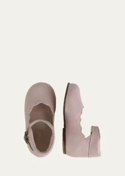 ChloeGirl's Scalloped Calf Leather Ballerina Flats, Baby/Toddlers