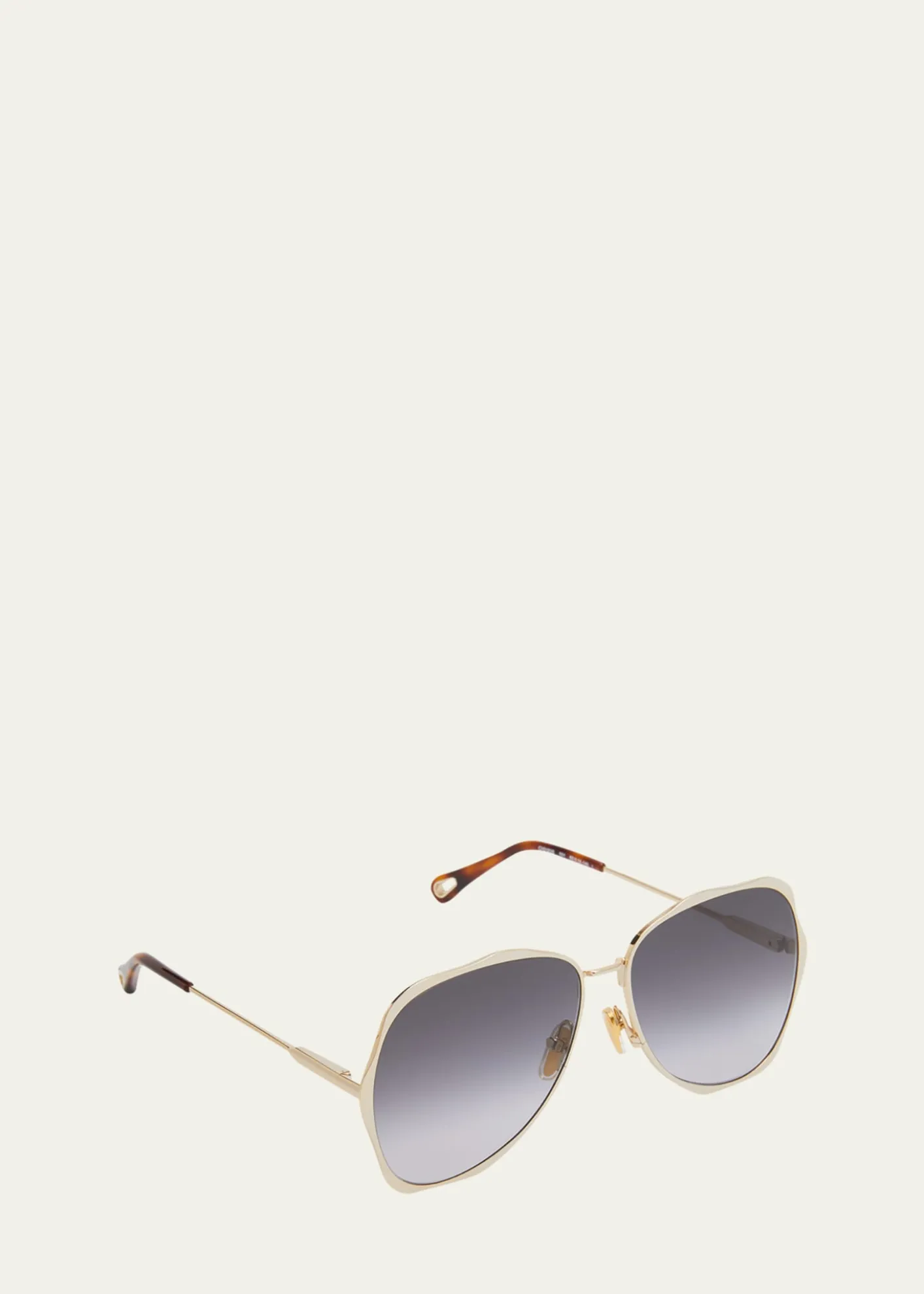 ChloeGolden Tortoiseshell Metal Aviator Sunglasses