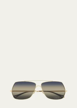 ChloeGradient Aviator Metal Sunglasses