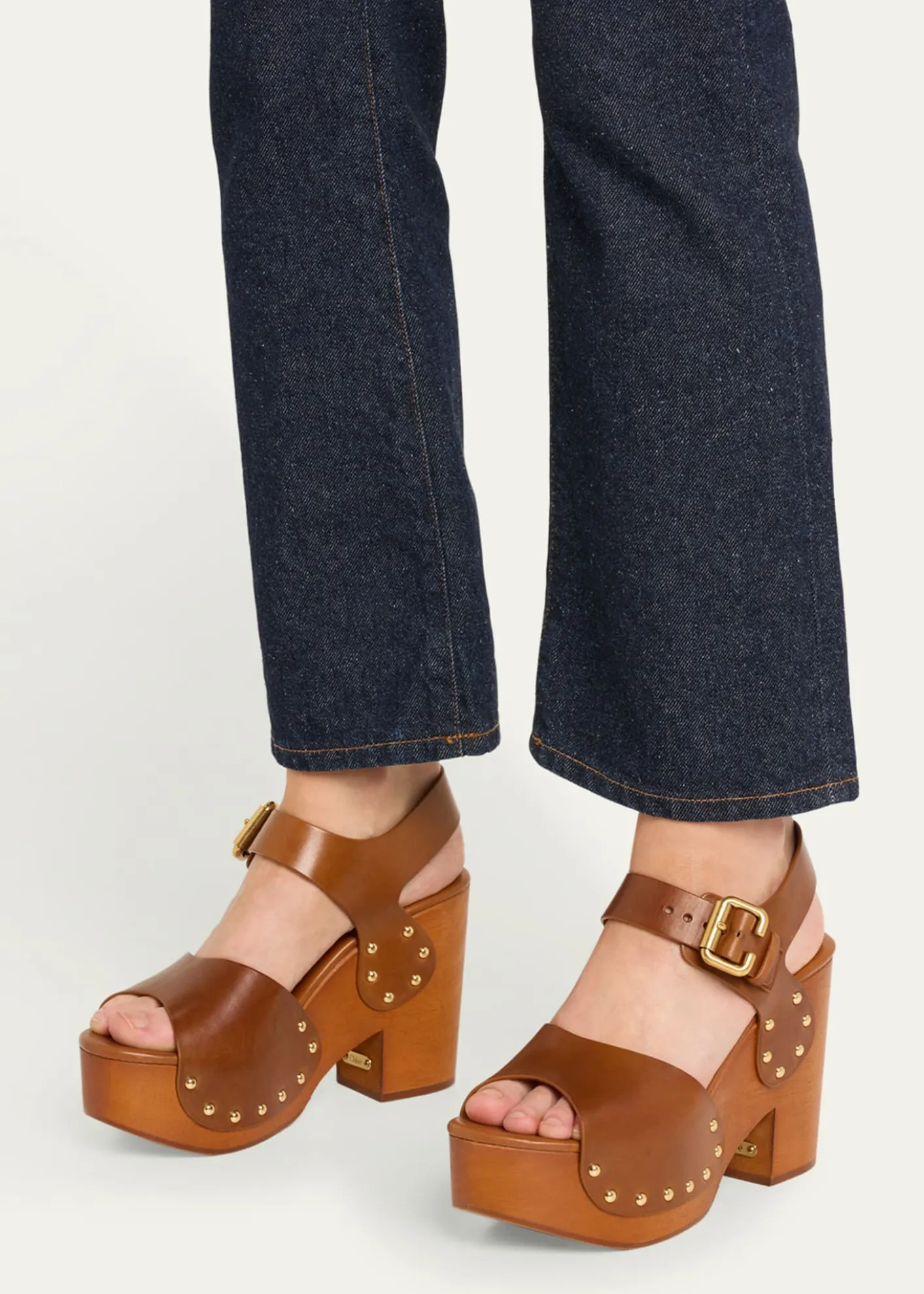 ChloeJeannette Leather Clog Platform Sandals