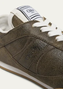 ChloeKick Crackled Leather Retro Low-Top Sneakers