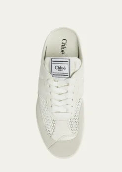 ChloeKick Mesh and Leather Low-Top Mule Sneakers