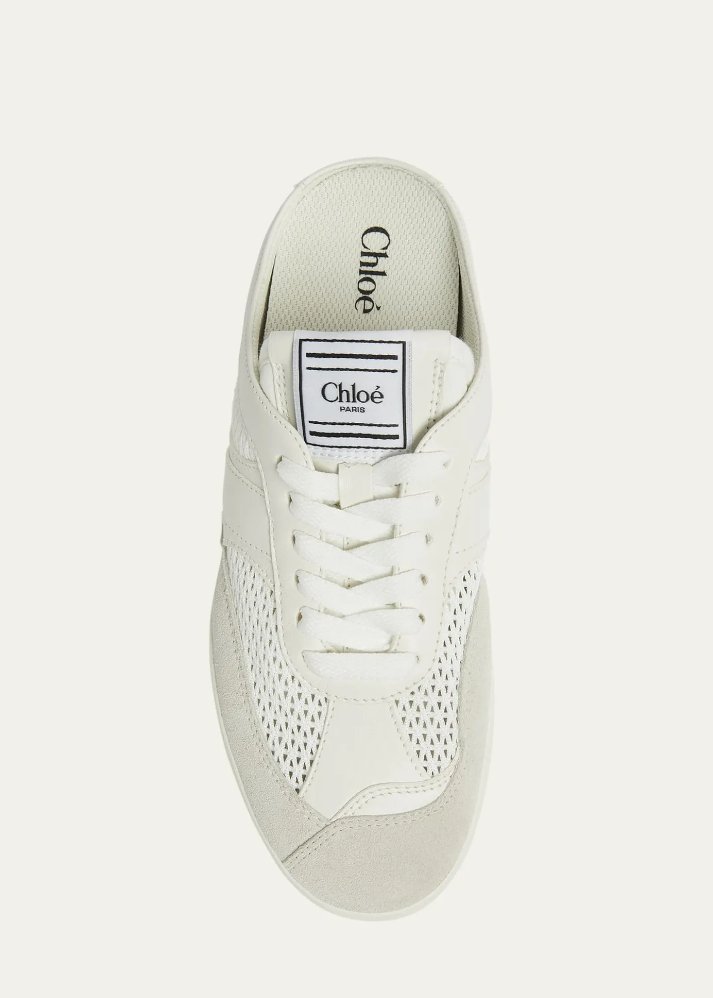 ChloeKick Mesh and Leather Low-Top Mule Sneakers