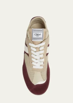ChloeKick Mixed Leather Retro Low-Top Sneakers