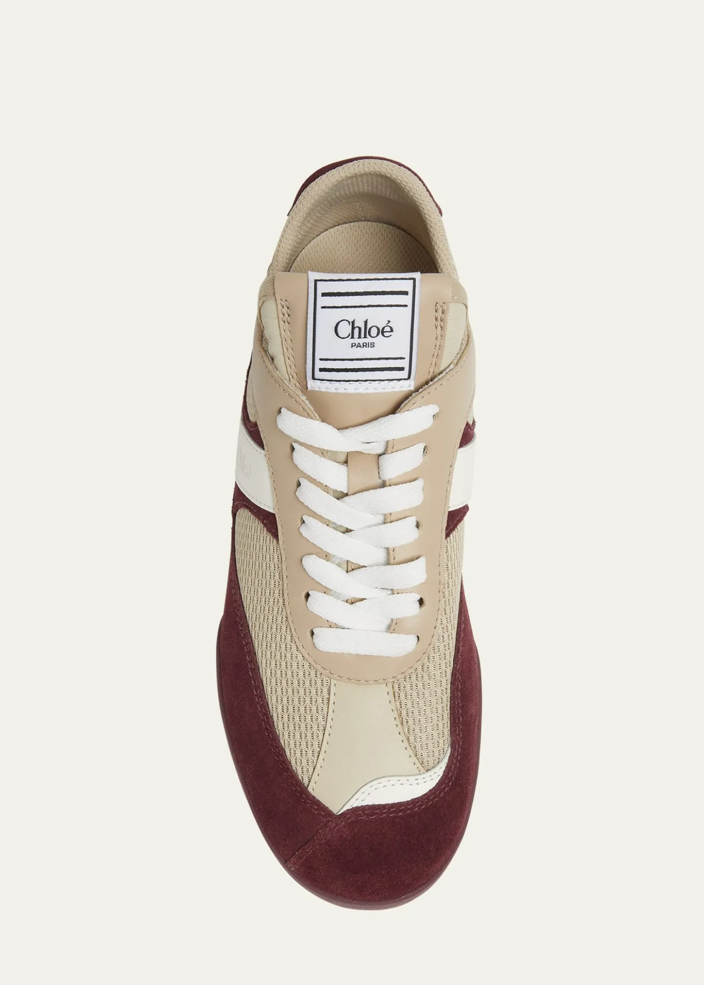 ChloeKick Mixed Leather Retro Low-Top Sneakers