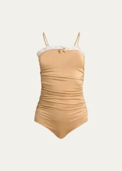 ChloeLace Ruffle Ruched Bodysuit