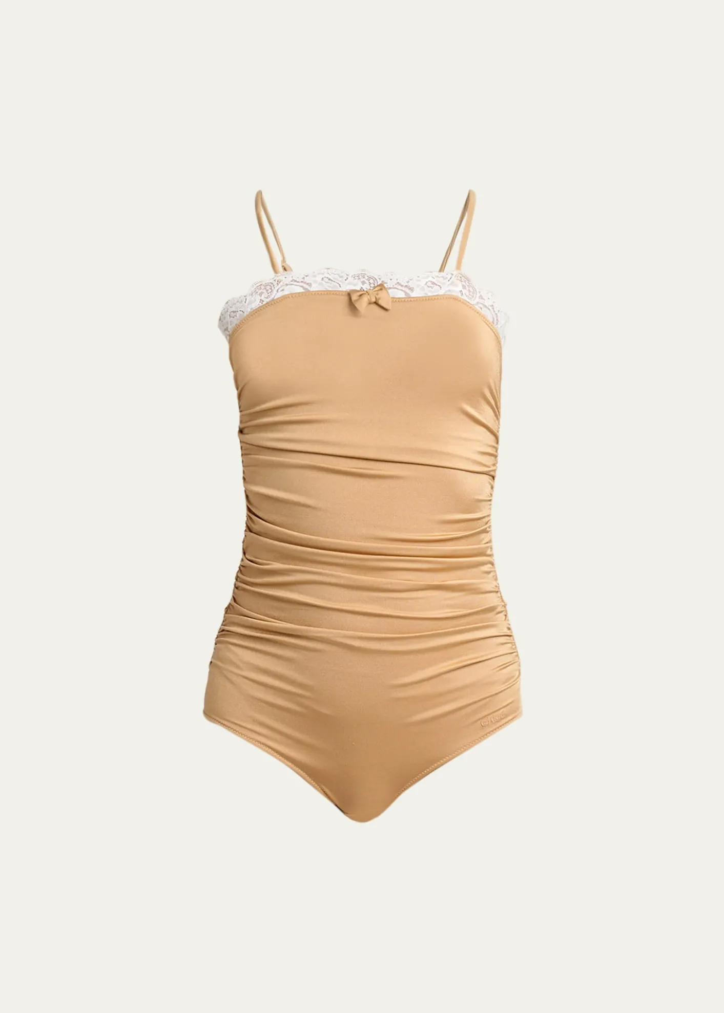 ChloeLace Ruffle Ruched Bodysuit