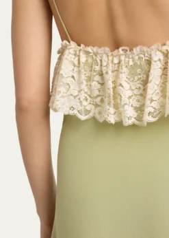 ChloeLace-Ruffle Silk Crepe De Chine Maxi Slip Dress