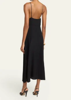 ChloeLace-Trim Empire Silk Midi Slip Dress