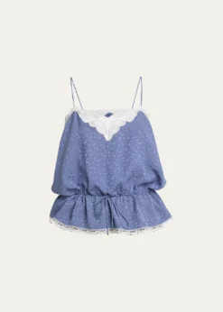 ChloeLace-Trim Floral Silk Jacquard Sleeveless Top