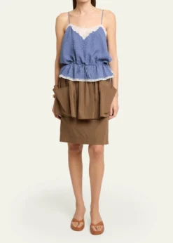 ChloeLace-Trim Floral Silk Jacquard Sleeveless Top