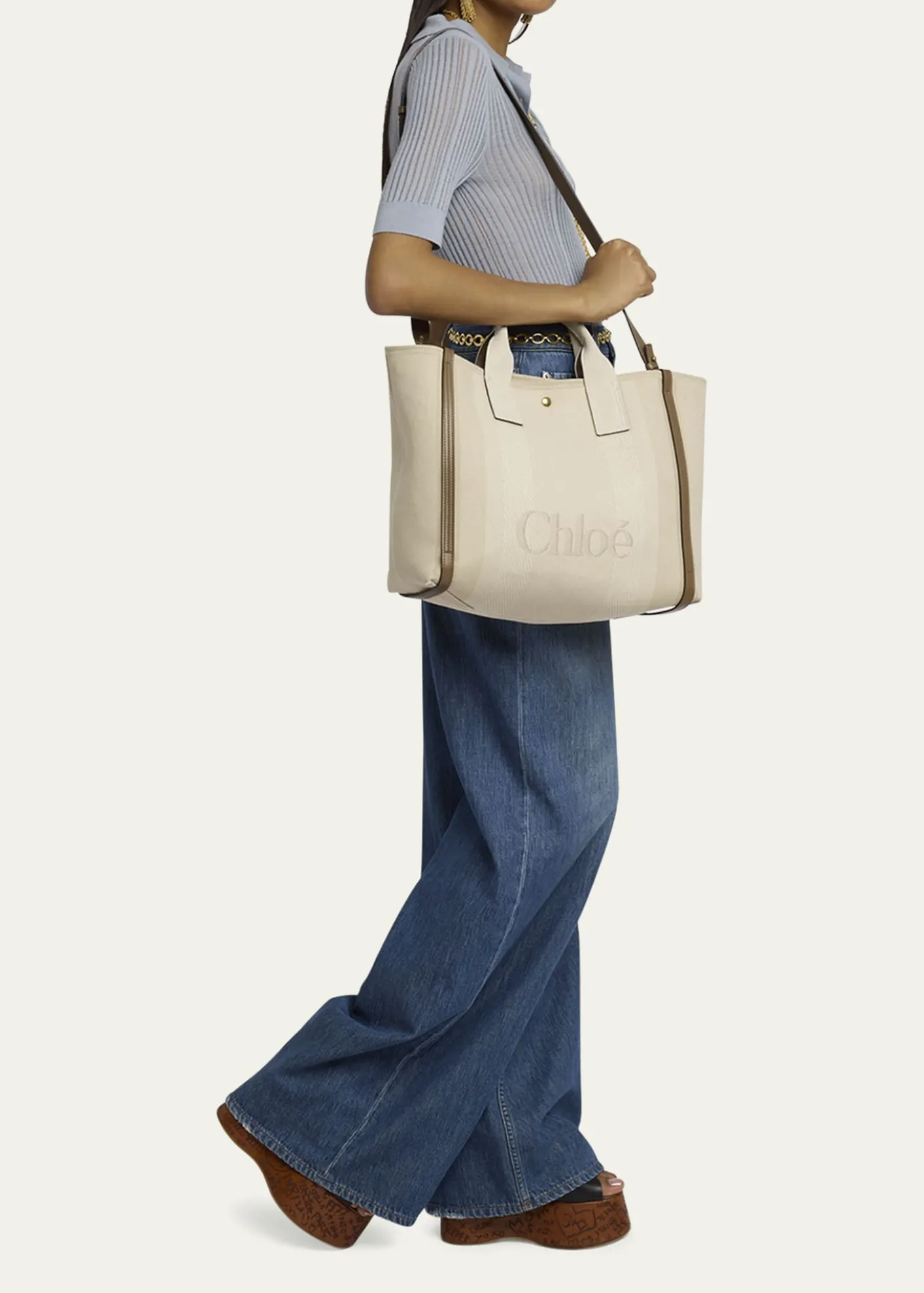 ChloeLarge Carry Tote Bag in Jacquard Canvas