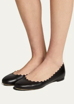 ChloeLauren Scalloped Leather Ballet Flats