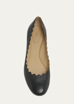 ChloeLauren Scalloped Leather Ballet Flats