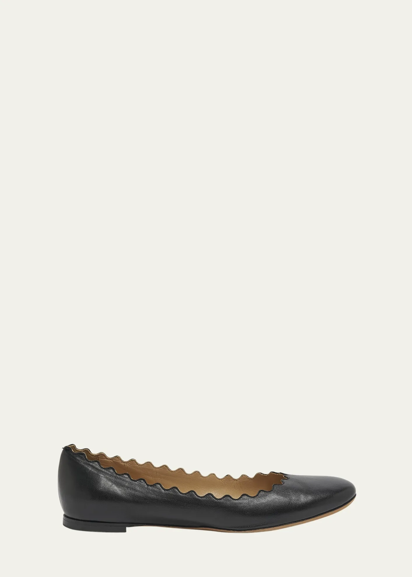 ChloeLauren Scalloped Leather Ballet Flats