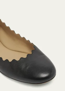 ChloeLauren Scalloped Leather Ballet Flats