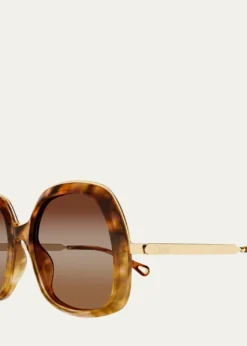 ChloeLeia 56mm Acetate & Metal Square Sunglasses