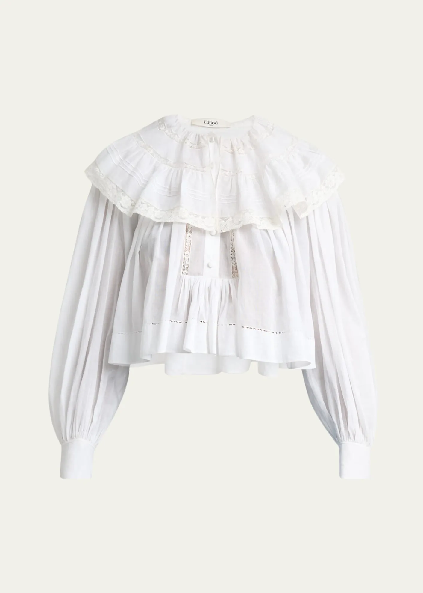 ChloeLight Cotton Voile Capelet Crop Blouse