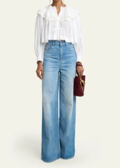ChloeLight Cotton Voile Capelet Crop Blouse