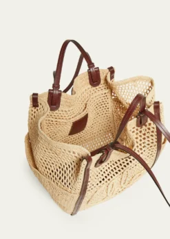 ChloeLogo Script Woven Raffia Tote Bag