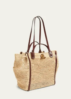 ChloeLogo Script Woven Raffia Tote Bag