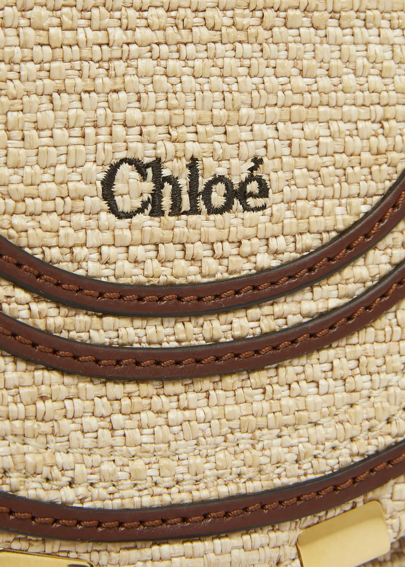 ChloeMarcie Flap Saddle Crossbody Bag in Raffia Fabric and Leather