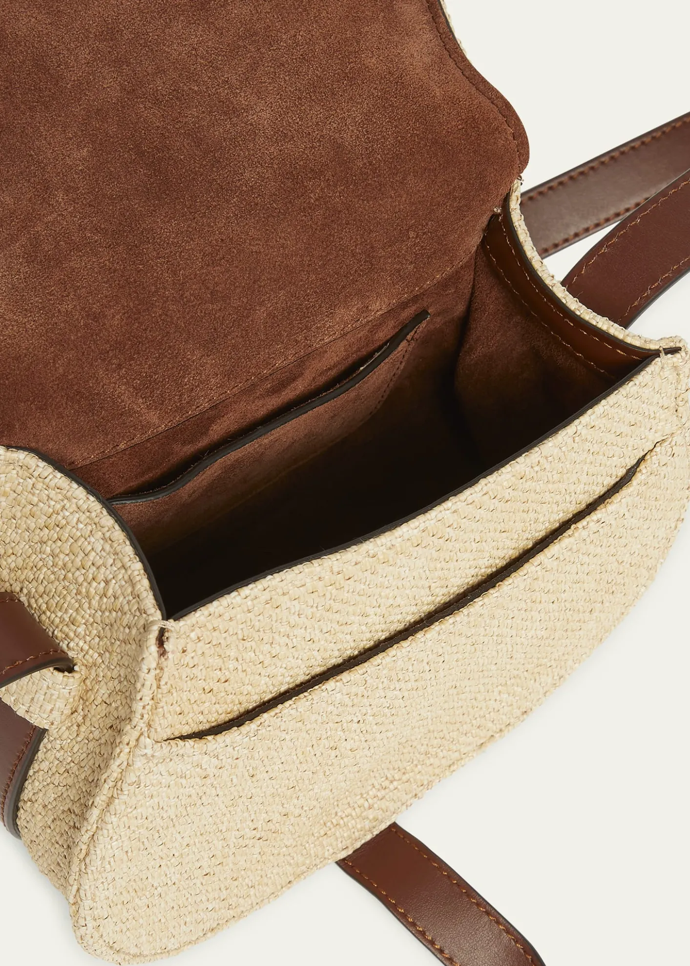 ChloeMarcie Flap Saddle Crossbody Bag in Raffia Fabric and Leather