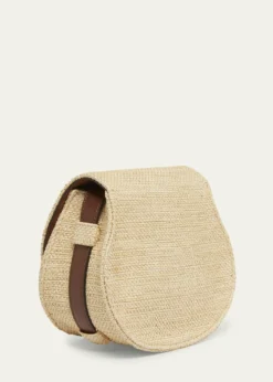 ChloeMarcie Flap Saddle Crossbody Bag in Raffia Fabric and Leather