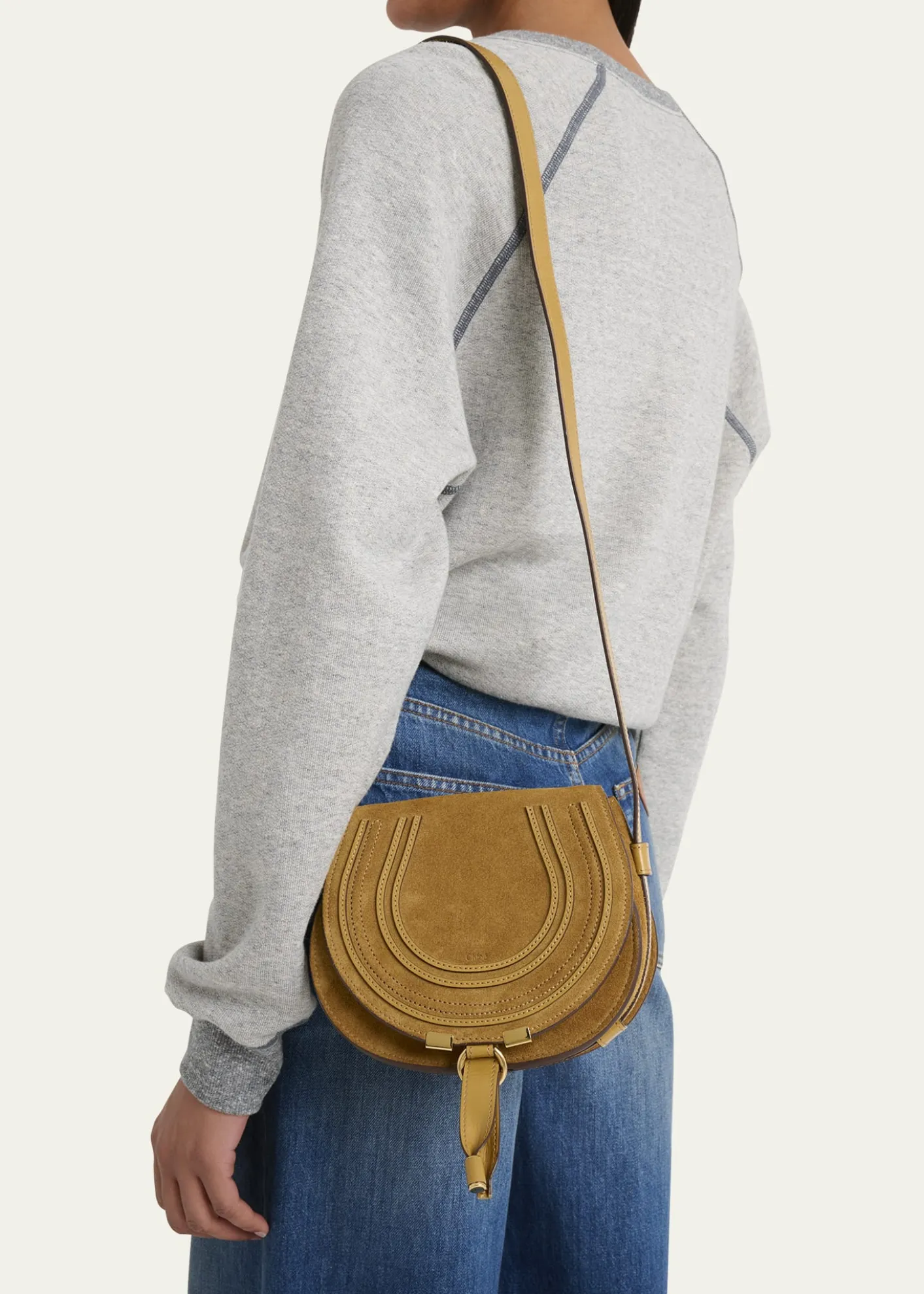 ChloeMarcie Flap Saddle Crossbody Bag in Suede