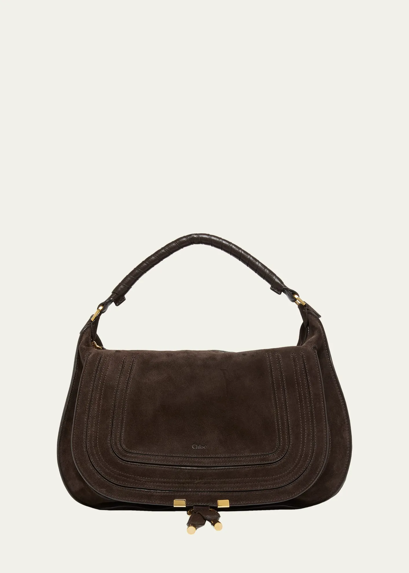ChloeMarcie Large Saddle Shoulder Bag in Suede