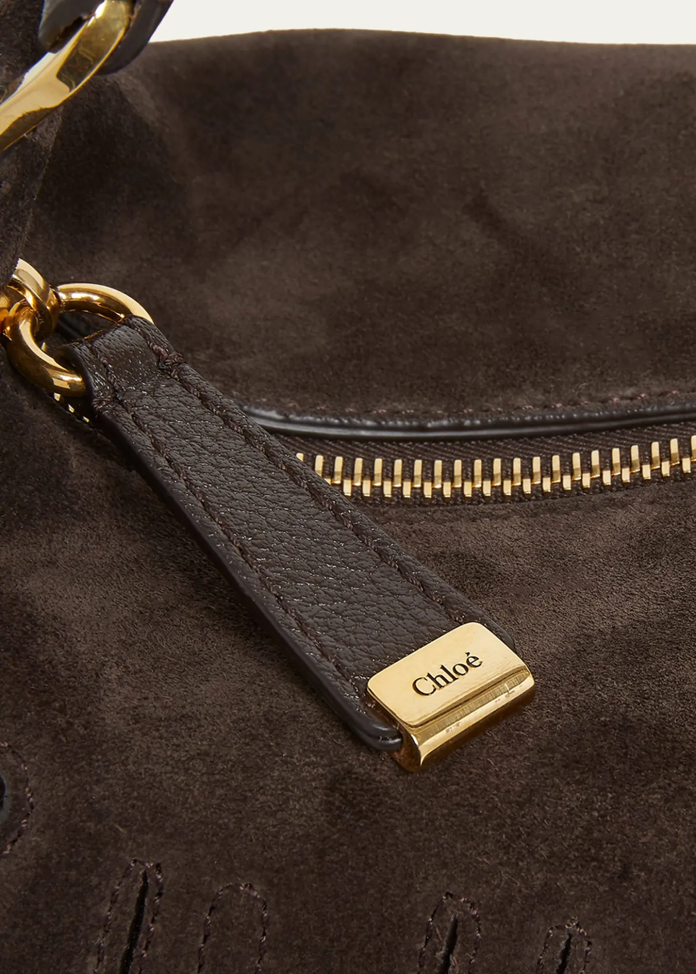 ChloeMarcie Large Saddle Shoulder Bag in Suede