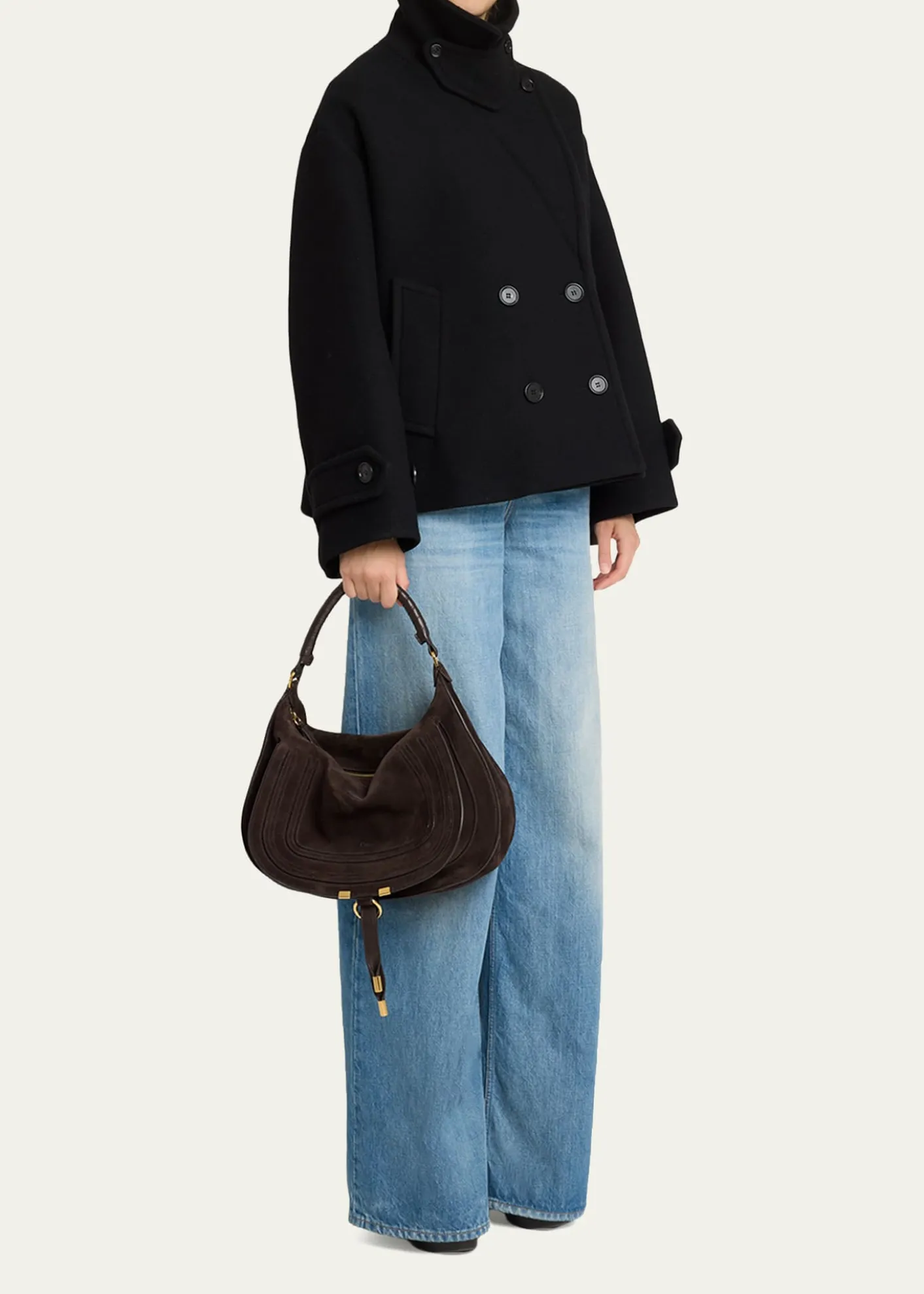 ChloeMarcie Large Saddle Shoulder Bag in Suede