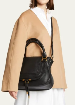 ChloeMarcie Medium Double Carry Satchel Bag in Grained Leather