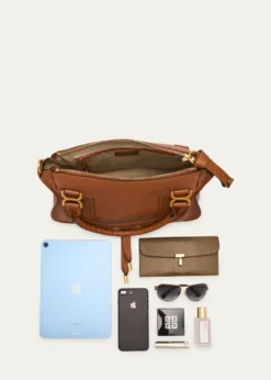ChloeMarcie Medium Double Carry Satchel Bag in Grained Leather