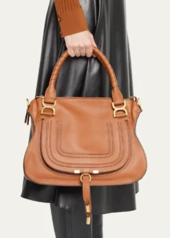 ChloeMarcie Medium Double Carry Satchel Bag in Grained Leather