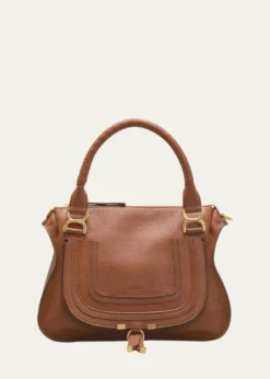 ChloeMarcie Medium Double Carry Satchel Bag in Grained Leather