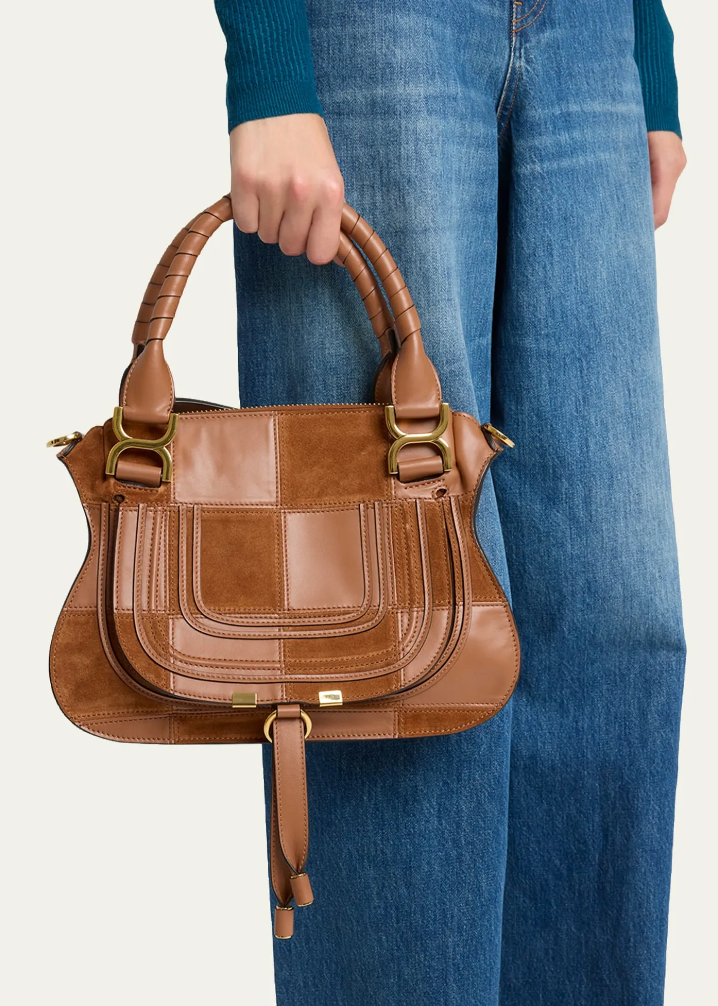 ChloeMarcie Medium Saddle Shoulder Bag in Patchwork Leather