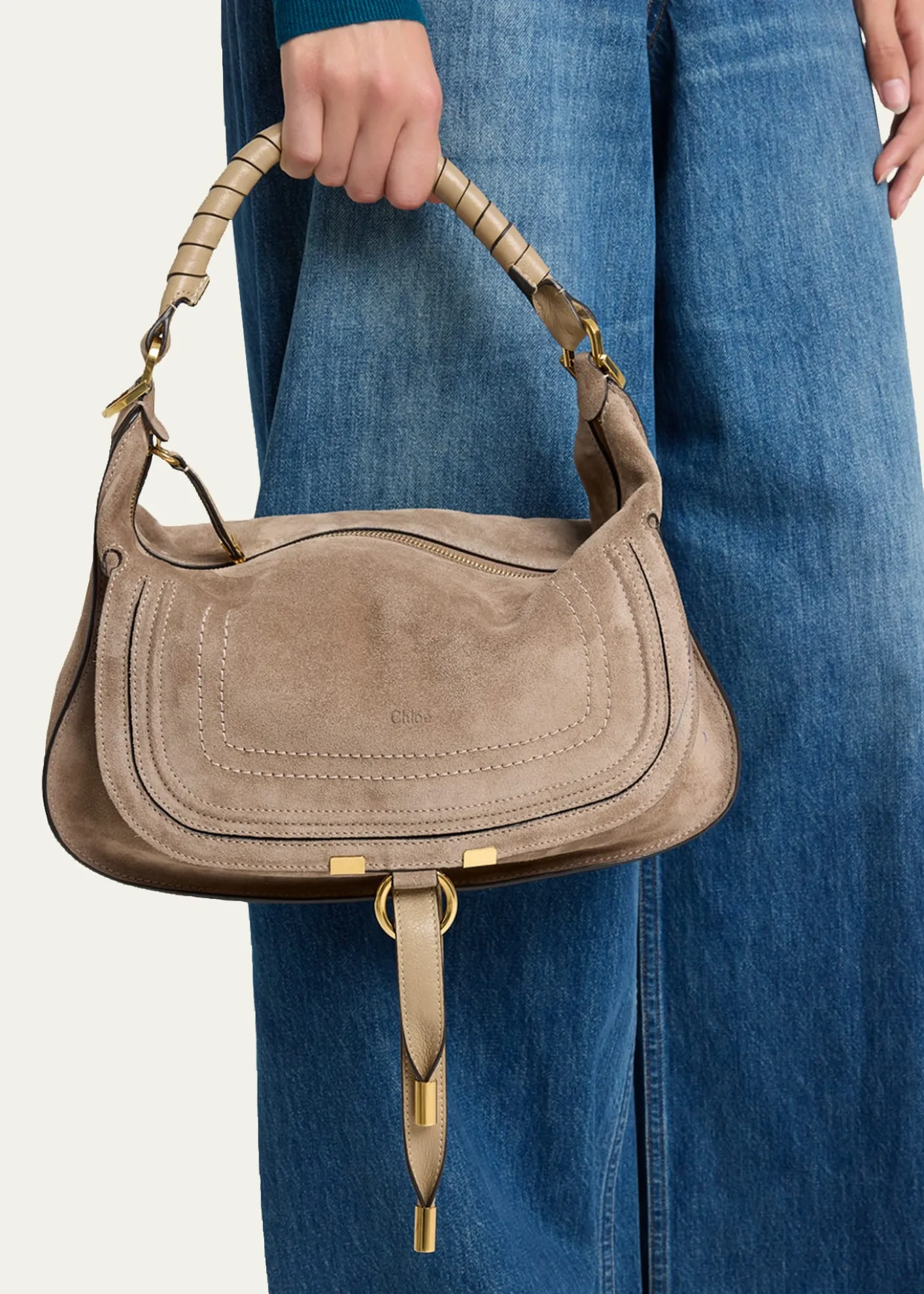 ChloeMarcie Medium Saddle Shoulder Bag in Suede