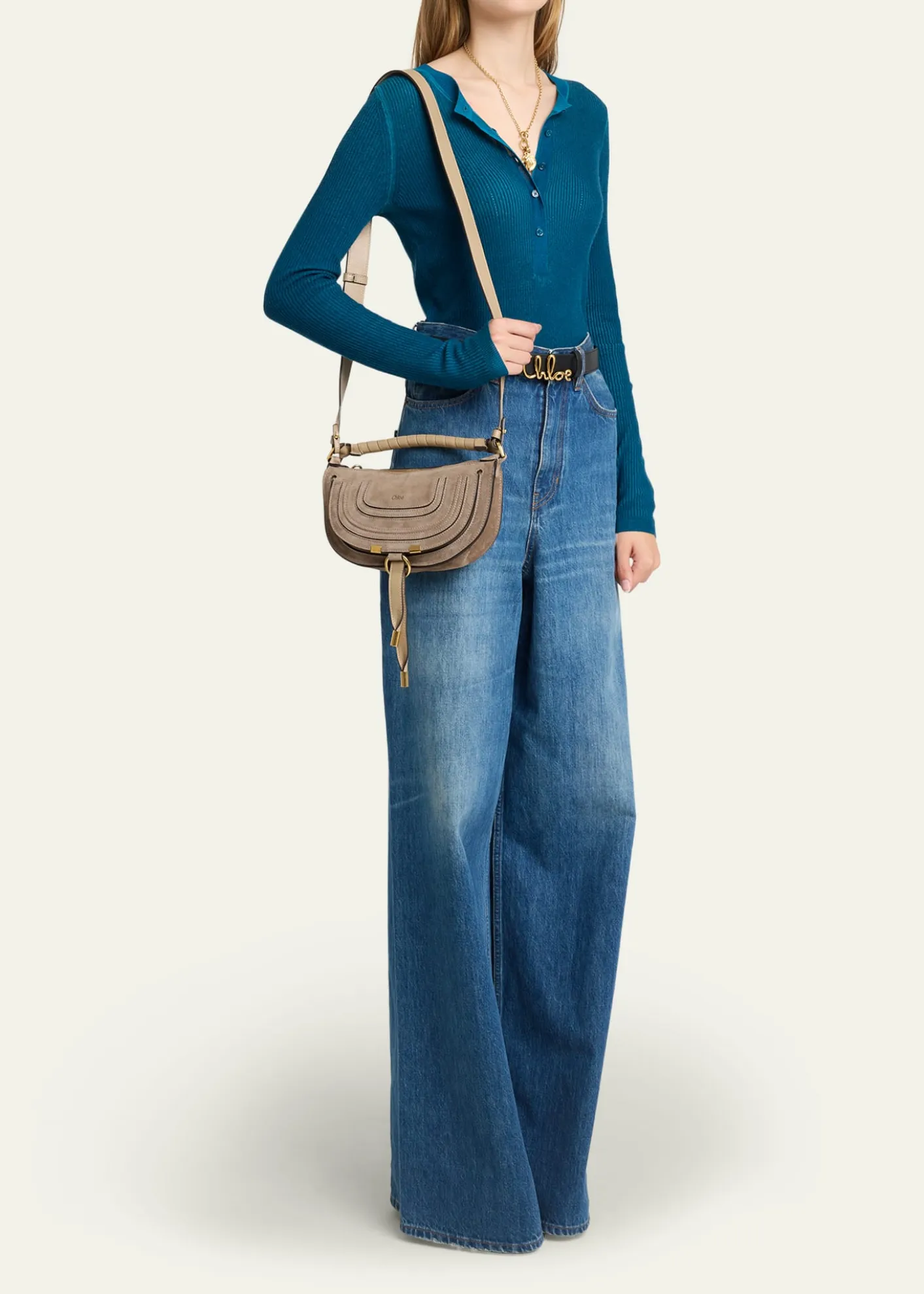 ChloeMarcie Mini Saddle Crossbody Bag in Suede