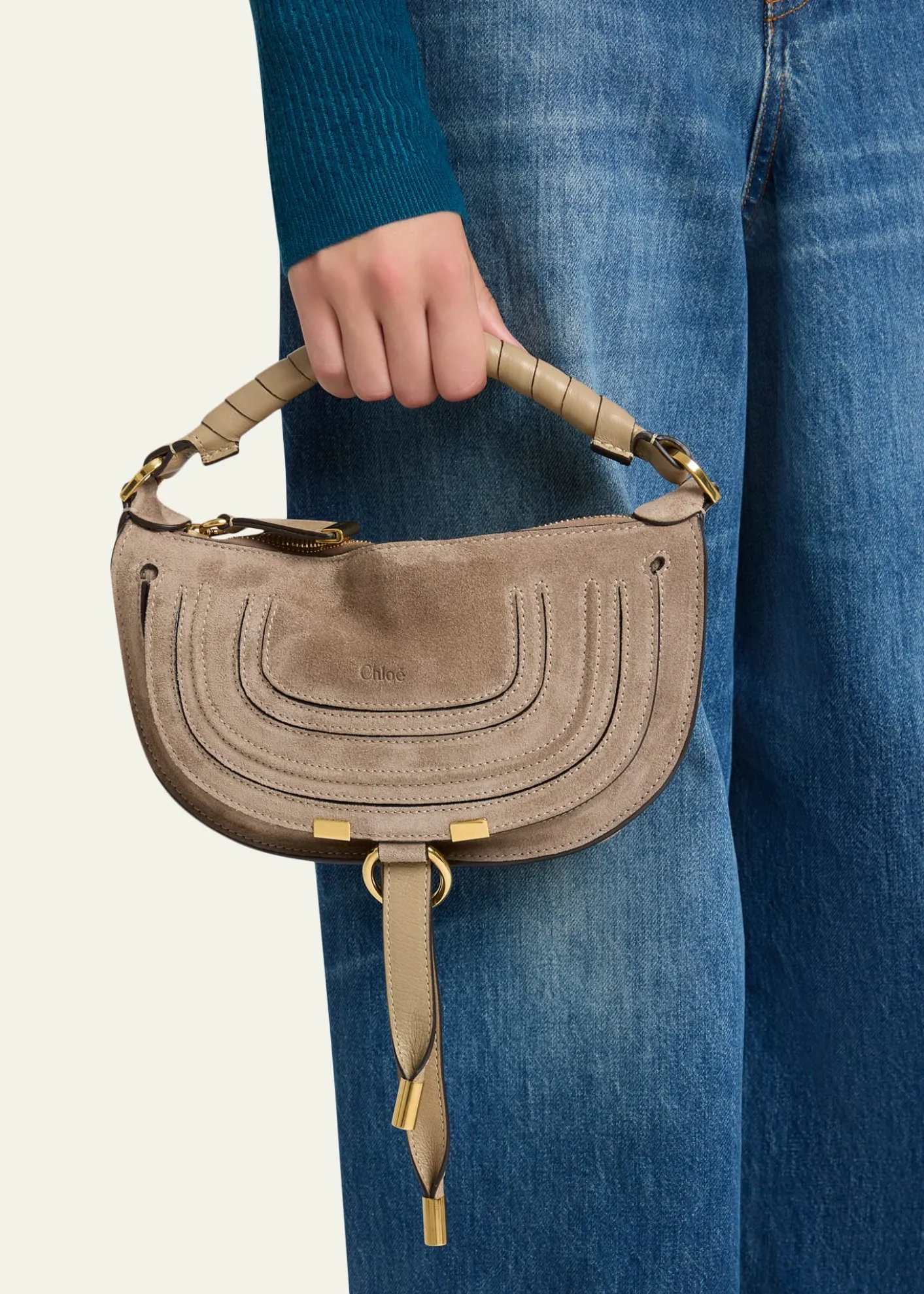 ChloeMarcie Mini Saddle Crossbody Bag in Suede