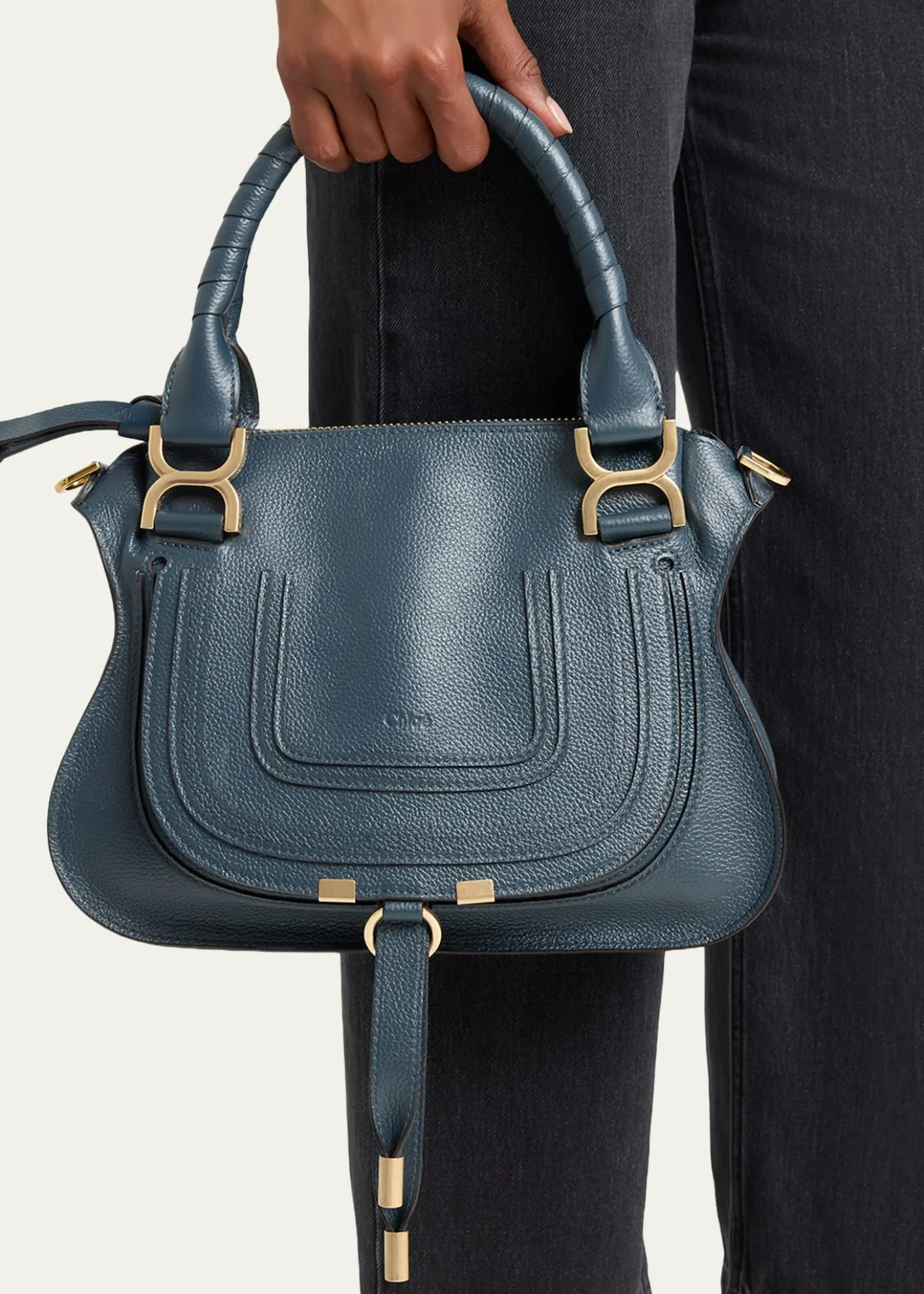ChloeMarcie Small Satchel Bag in Grained Calfskin
