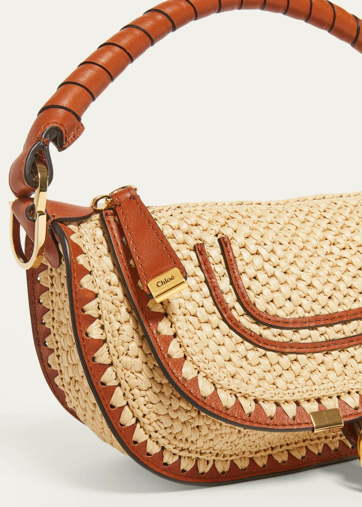 ChloeMarcie Top-Handle Bag in Viscose Raffia